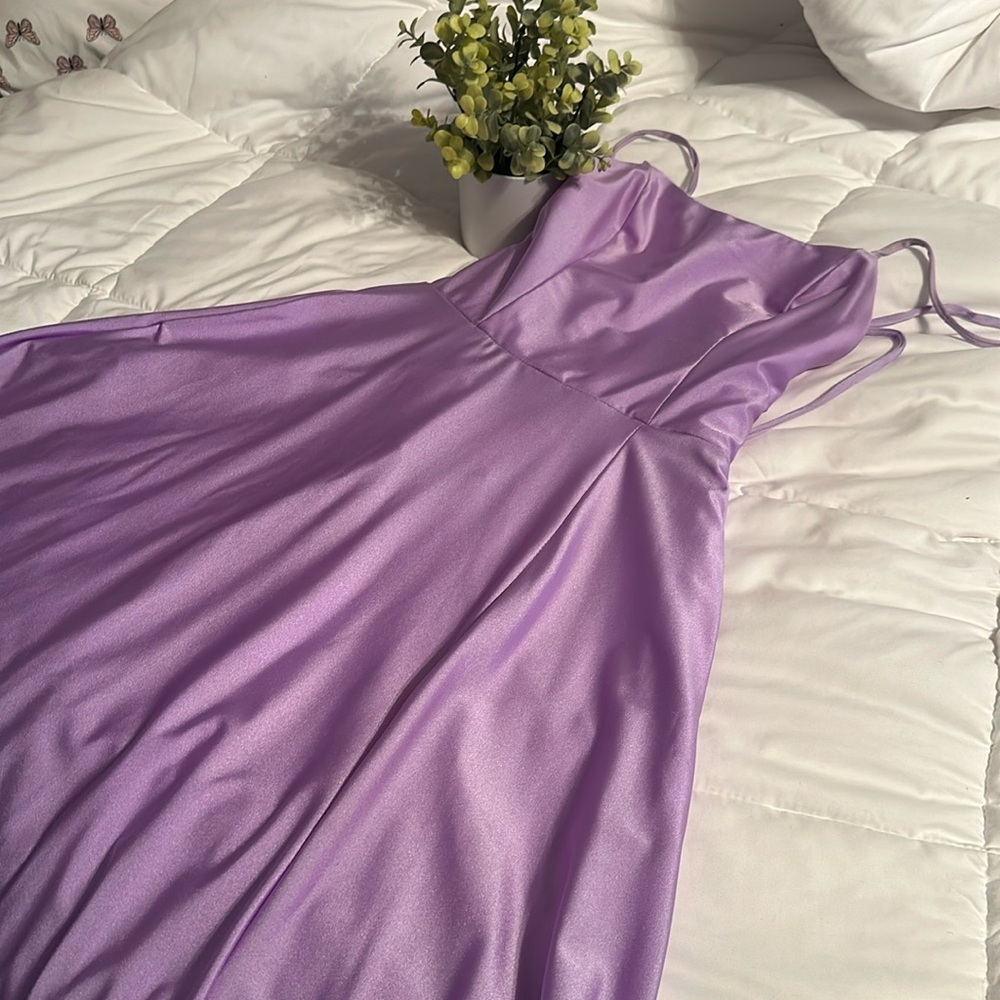 Beautiful silk lavender prom dress or for junior prom only wore once.